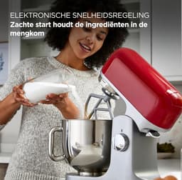 Florixa® Mixer met Mengkom - Keukenmachine - Deegmixer - Inclusief Accessoires - RVS- Zilver/Rood - 39 cm x 24 cm x 36 cm — thumbnail 4