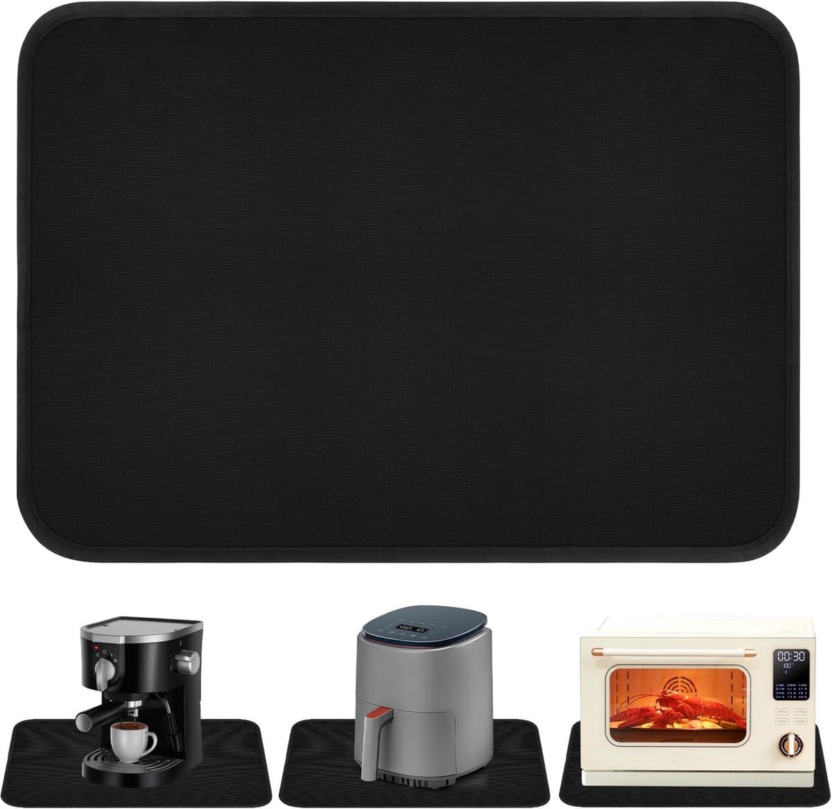 Hittebestendige mat voor luchtfriteuse, 60 x 40 cm, werkbladbescherming, vuurvaste waterdichte antislipmat voor koffiezetapparaat, magnetron — afbeelding 1