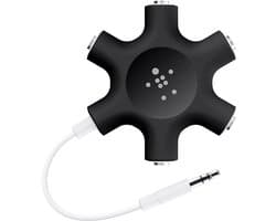 5-Weg Audio Splitter - 3.5 mm Jack Hoofdtelefoon Verdeler Zwart