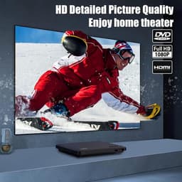 Ultradunne DVD-Speler voor TV – Regiovrij, HDMI & RCA Aansluiting, Full HD 1080P Upscaling, USB-Ingang, incl. Afstandsbediening & Kabels — thumbnail 4