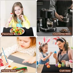 2 Stuks Siliconen Keukenmat - Aanrechtbeschermer - Hittebestendige mat - 40x60 cm - Geschikt voor Airfryer & Koffiemachine - Zwart/Grijs — thumbnail 7