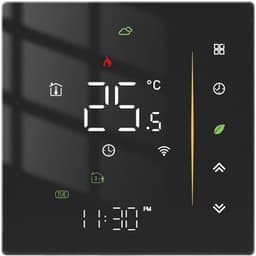 Slimme Thermostaat - Temperatuurregelaar Wifi - Huisverwarming Vloerverwarming - Programmeerbaar Instelbaar - 10x10x6cm - Zwart — thumbnail 1