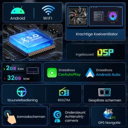 Junsun Andriod 15 Autoradio - Geschikt voor Mercedes-Benz C/CLK/CLC Klasse W203 W209 accessoires - Draadloze CarPlay & Andriod Auto, DAB+, GPS-Navigatiesystem, Bluetooth, WIFI, 7-inch Touchscreen, 2GB+32GB, DSP, Quad-core processor — thumbnail 5