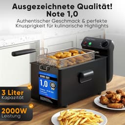 Friteuse met Koude Zone en Mandje - 3 Liter Inhoud - 2000W - Vaatwasserbestendige Onderdelen — thumbnail 5