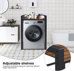 Wasmachine en Droger Rek - Verstelbaar Hoogte en Snel te Monteren - Zwart — thumbnail 5