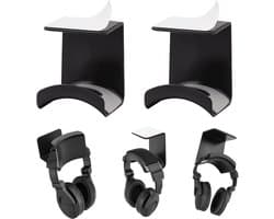 Set van 2 Hoofdtelefoonhouders voor Bureau en Muur, Zelfklevende Headset Standaard - Zwart