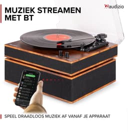 Platenspeler met speakers - Audizio Tupelo - Platenspeler Bluetooth - LP speler met auto stop - Houtlook — thumbnail 5