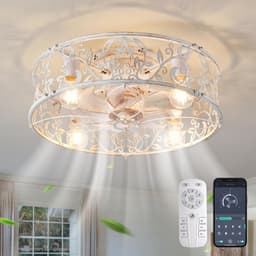 Industriële Plafondventilator met Verlichting Wit Laag Profiel 51cm met Afstandsbediening — thumbnail 2