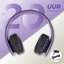 PowerLocus P1 Bluetooth Koptelefoon – Draadloos – Over Ear – Met Microfoon – Inklapbaar - incl. Hoes – Purper — thumbnail 9