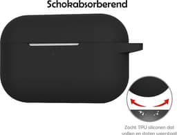 Hoesje Geschikt voor Apple AirPods Pro 2 - Siliconen Hoes met Clip - Silicone Case Cover - Zwart — thumbnail 3