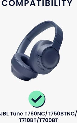 kwmobile 2x oorkussens geschikt voor JBL Tune T760NC / T750BTNC / T710BT / T700BT - Earpads voor koptelefoon in donkerblauw — thumbnail 5