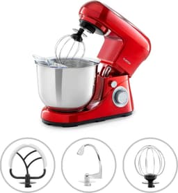 Klarstein Keukenmachine Bella Pico 2G - 1300W,7PS - 6 Vermogensstanden - 5 L - RVS Kom - Planetair Mixsysteem - Stijvol Roeren, Kneden of Kloppen - Krachtig En Compact - Aluminium Gegoten Kneedhaak - Meerdere Kleuren Beschikbaar - Rood — thumbnail 2