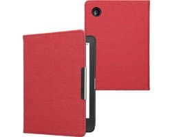 kwmobile e-reader hoesje geschikt voor Kobo Clara BW / Colour hoes - E reader flip case met magneetsluiting - Ereader cover - Denim design in rood
