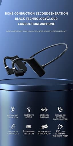 Lexium Bone Conduction Headphone - Sporthoofdtelefoon - Koptelefoon voor Sport - Open Ear Koptelefoon - Sport Koptelefoon — thumbnail 2