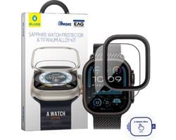 BLUEO 49mm Screenprotector Geschikt voor Apple Watch Ultra 3/2/1 - Zwart Titanium & Sapphire Glas