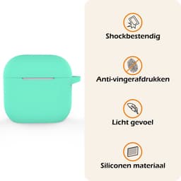 Hoesje - Geschikt voor Apple AirPods 4 - met Clip - Siliconen Hoes - Silicone Case Cover - Turquoise — thumbnail 3