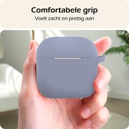 Hoesje - Geschikt voor Apple AirPods 4 - met Clip - Siliconen Hoes - Silicone Case Cover - Lila — thumbnail 4