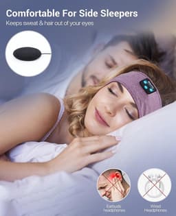 Bluetooth hoofdband hoofdtelefoon - ultralange speeltijd - slaaphoofdtelefoon met ingebouwde HD HiFi-luidsprekers - perfect voor slaaptraining yoga - zwart — thumbnail 2