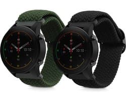 kwmobile Horlogebandjes geschikt voor Xiaomi Watch S4/S4 Sport/S3/S2/Watch S1 Active/Redmi Watch 5 Active - 2 x Nylon Smartwatch bandje in zwart / groen.