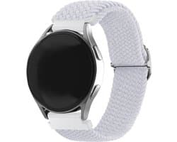 Strap-it Smartwatch bandje 20mm - geweven / gevlochten nylon bandje geschikt voor Samsung Galaxy Watch 7 (40 & 44mm) / Watch 6 (Classic) / Watch 5 (Pro) / Watch 4 (Classic) / Watch 3 41mm / Watch 1 42mm / Active (2) / Watch FE / Gear Sport - wit