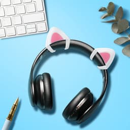 kwmobile 2x kattenoortjes voor koptelefoon - Kattenoren geschikt voor Overear Headphone van 2,5-3,8 cm breed - Van silicone - In wit / roze — thumbnail 4