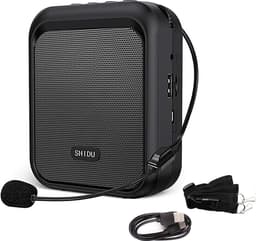 SHIDU Mini Stemversterker Draagbare Oplaadbare Bluetooth - Luidspreker met Bedrade Microfoon Headset 10W 1800mAh PA-Systeem Ondersteunt MP3 Formaat Audio voor Leraren - Zang - Coaches - Training - Gids — thumbnail 1