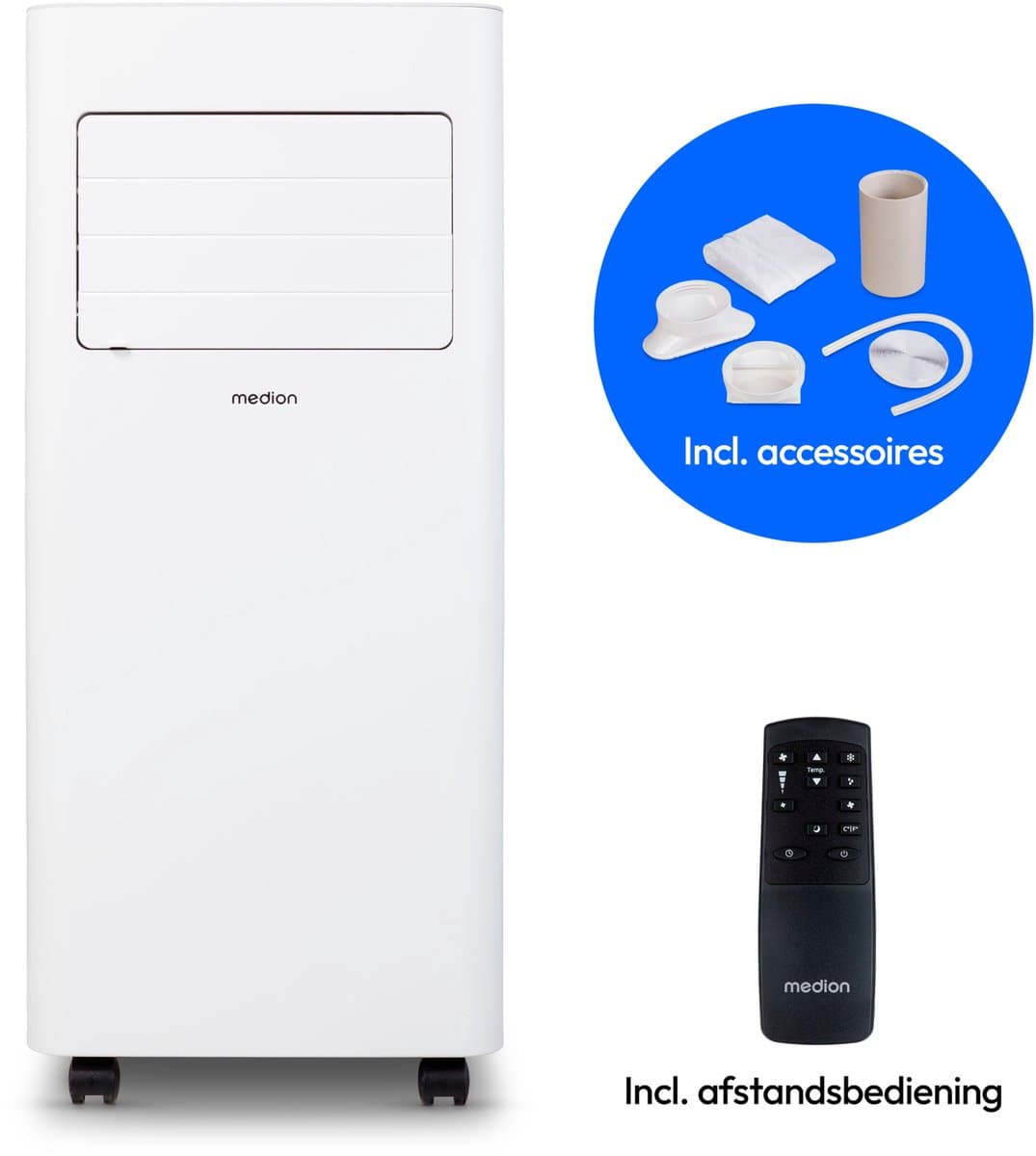 MEDION Mobiele Airco E901 (9000 BTU, 3-in-1, Koelen, Ontvochtigen, Ventileren, tot 32m², incl. Raamafdichtingskit, voor Slaapkamer en Woonkamer, Afstandsbediening, MD 37731) — afbeelding 1