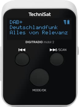 TechniSat DIGITRADIO mobil 2 – draagbare DAB+/FM mini-radio met geïntegreerde accu (oplaadbare zakradio, hoofdtelefoon, OLED-display, favorietengeheugen) zwart/wit — thumbnail 4