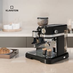Klarstein Koffiemachine Bella Café portafiltermachine Met Maalwerk – 19 Bar, 1.550 W, 1,4-l-Watertank, Ingebouwd Kegelmaalwerk, Melkopschuimer, 2 Tasseninzetten, Thermo-blok, Zwart - Espressomachine,4L - voor Keuken - LED — thumbnail 4