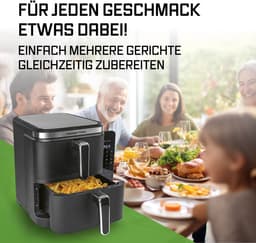 GOURMETmaxx FryUp Vertical Double Chamber Hot Air Fryer | vertical air fryer | folding touch display | 32% more space-saving | capacity 10L | hot air fryer 2 chambers — thumbnail 13