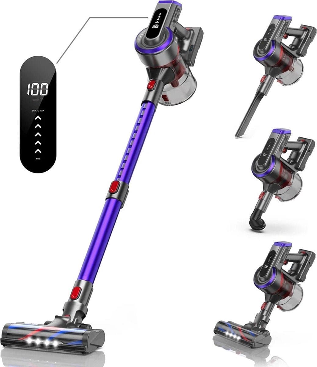 Steelstofzuiger - Steelstofzuiger draadloos - Draadloze stofzuiger - Touch display - Steelstofzuiger zonder zak - 450W — afbeelding 1