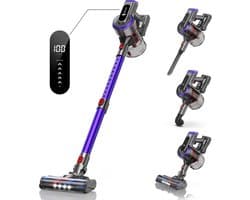 Steelstofzuiger - Steelstofzuiger draadloos - Draadloze stofzuiger - Touch display - Steelstofzuiger zonder zak - 450W