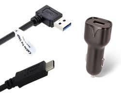 OneOne auto oplader + 0,9m sterke haakse USB C kabel. 2.1A lader. Autolader adapter past op Kobo (Rakuten) eReader Elipsa, Elipsa 2E, Sage, Libra 2, Libra Colour, Clara 2E, Clara Colour, Clara BW - Kindle (Amazon) Scribe