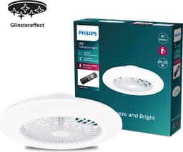 Philips Amigo Ventilator - Energiezuinige LED verlichting - Plafondlamp - Instelbare kleurtemperatuur - 57,5 cm diameter -Afstandsbediening - Wit met glinstereffect — thumbnail 1
