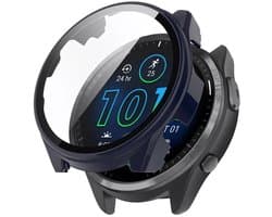 Strap-it Bescherm Hoesje met Glasplaat – Geschikt voor Garmin Forerunner 965 – Donkerblauw – Case met Screen Protector