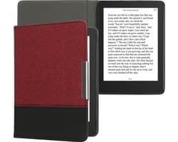 kwmobile hoes geschikt voor Kobo Aura Edition 2 - Canvas beschermhoes in donkerrood / zwart - Voor e-reader -