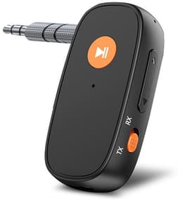 Bluetooth 5.3 audio transmitter en receiver - o.a. voor verbinden Airpods, koptelefoon en speaker - 3.5mm jack AUX - 15 uur batterij - speaker - bluetooth zender en ontvanger - auto draadloos - zwart — thumbnail 1