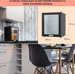 Klarstein Minibar Barmodel Koelkast - 24 Liter - glas - 0dB - Zwart - Minikoelkast - 5-15°C - voor Hotelkamer voor Kantoor - Stil Compact - Mini Fridge Kleine Koelkast Hotelkoelkast Drankkoeler Compact Koelkast — thumbnail 18