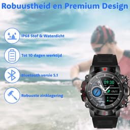 Phreeze Smartwatch - IP67 - Stofdicht + Waterdicht - Stappenteller, Calorie Teller, Slaapmeter, Saturatiemeter - Universeel — thumbnail 4