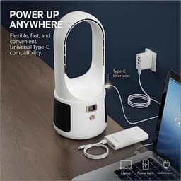 Bladloze bureauventilator 2026 - 6 standen touchbediening - Stil & veilig voor kinderen/dieren - USB - Eenvoudig te reinigen - Kantoor, slaapkamer — thumbnail 2