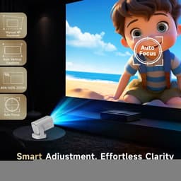 4K Smart Projector met Autofocus - Native HD 720P - 330 ANSI Lumen - Android 11 - Wifi 6 - Bluetooth 5.4 - Spraakbesturing - Air Mouse Afstandsbediening - Draagbare Beamer voor Films, Gaming en Presentaties — thumbnail 4