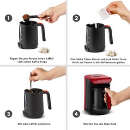 Koffiezetapparaat - Turkse Koffie - Authentiek Koffie - Automatische Temperatuur - 5 Koppen - Rood — thumbnail 3