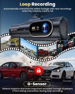 Dashcam Auto 4K 3 Kanaals - Voor, Achter en Interieur Camera - WiFi App - Nachtzicht - 64GB — thumbnail 3