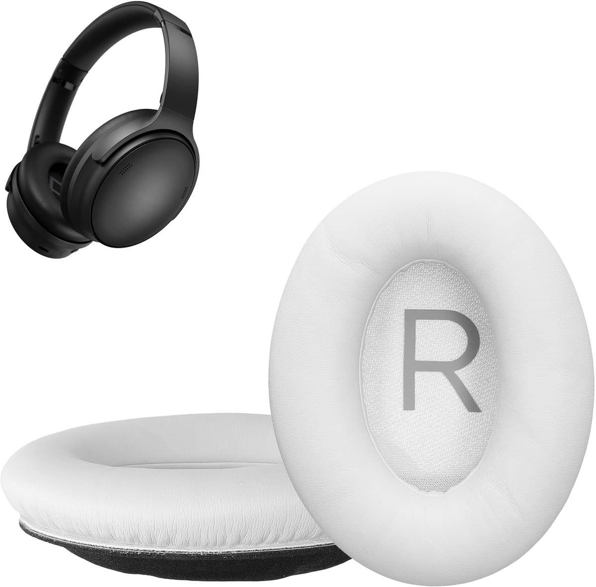 kwmobile 2x oorkussens geschikt voor Bose QuietComfort 45 / QC45 / SC - Earpads voor koptelefoon in wit — afbeelding 1