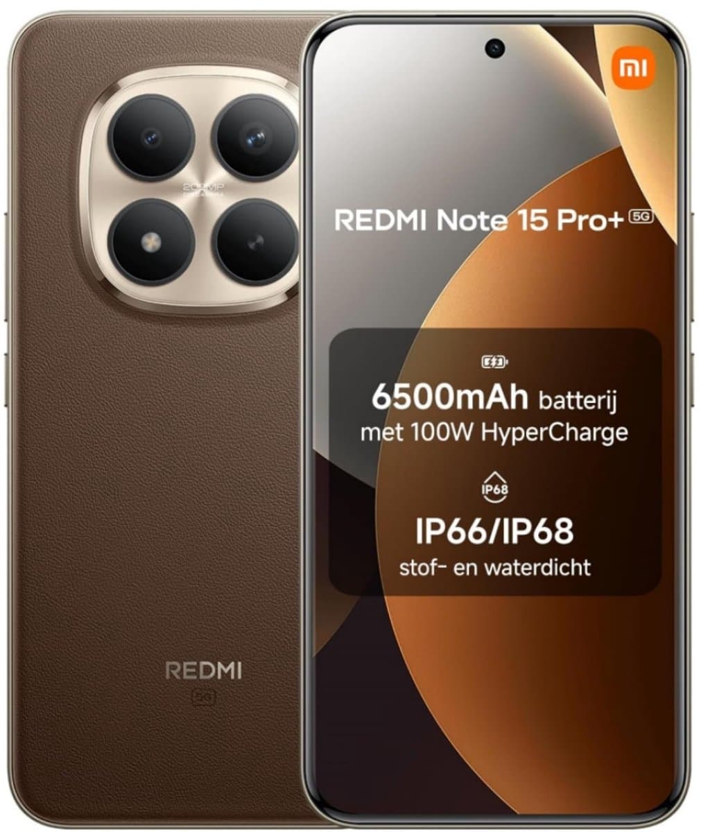 Xiaomi Redmi Note 15 Pro+ 5G 8GB+256GB Mocha Bruin | 6,83" 120Hz AMOLED | 200MP OIS | IP68 Waterdicht — afbeelding 1