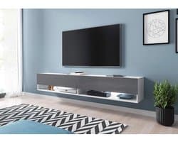 Tv-kast - Lowboard - Media-opslag - Duurzaam materiaal - 180 cm - Wit-grijs