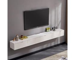 Zwevend tv-rek - Wandrek mediaconsole - Media opbergen - Ruimtebesparend design - 120 x 24 x 20 cm - Wit