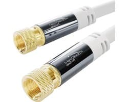 Satellietkabel - Antennekabel Coaxkabel - Televisie Ontvangen - Metalen F-connector - 7.5 meter - Wit