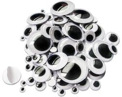 100 Stuks Zelfklevende Wedge Ogen Rond Zwart Wit 6 tot 35mm voor DIY Scrapbooking en Creatieve Projecten