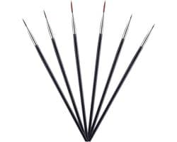 Set van 6 Precisie Penseelsets voor Miniature Schilderen, Waterverf en Canvas Kunstprojecten